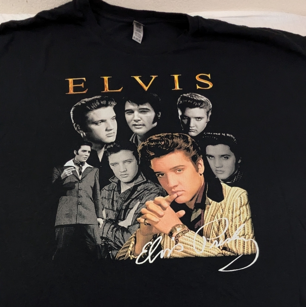 Elvis Presley Seven Portraits of the King of Rock & Roll Black T-Shirt 4XL